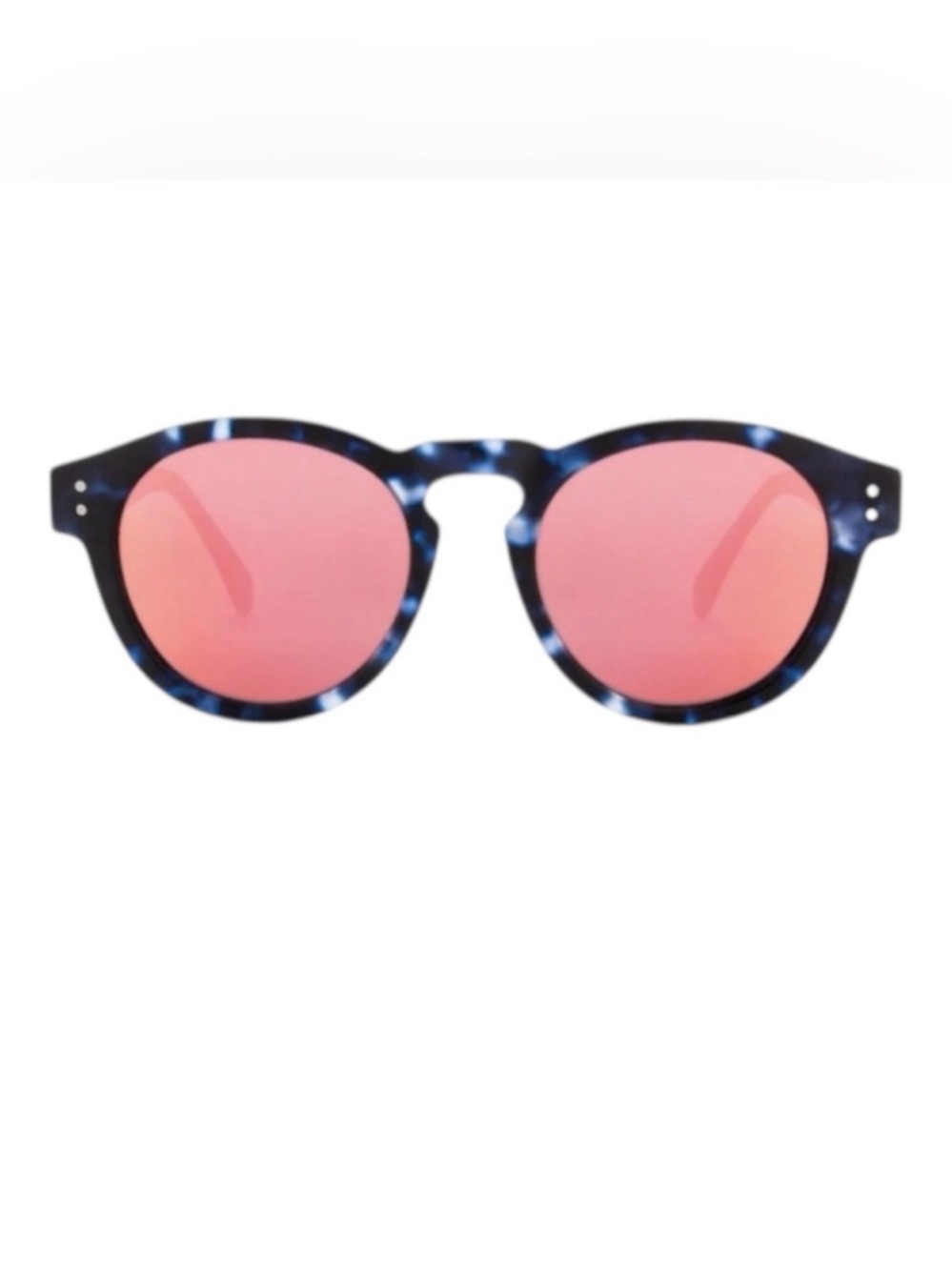 Komono Round Sunglasses in Blue Tortoiseshell Frame with Pink Lenses